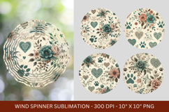 wind spinner - dog paws heart floral Product Image 1