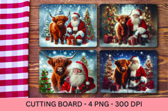kitchen cutting board - highland cow and santa claus Product Image 1