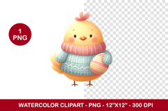 watercolor clipart png - easter egg chicken Product Image 1
