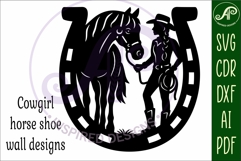 Cowgirl and horse wall sign svg laser cut Product Image 4