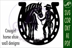 Cowgirl and horse wall sign svg laser cut Product Image 4