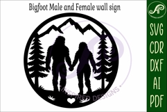 Bigfoot couple wall art sign, SVG file Product Image 4