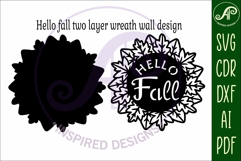 Hello fall leaf wreath wall sign svg laser cut file Product Image 4
