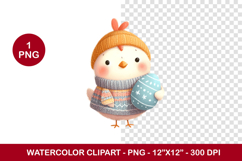watercolor clipart png - easter egg chicken Product Image 1