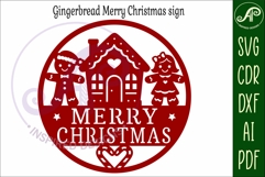 Gingerbread Merry Christmas wall sign svg laser cut Product Image 4