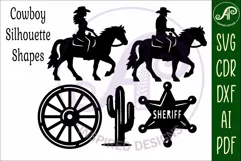 Western, Cowboy Cowgirl silhouettes laser cut outs 2 Product Image 4