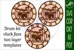 Drum kit wall clock laser cut files Product Image 4