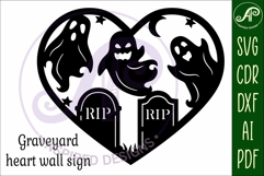 Graveyard Halloween heart laser cut wall sign Product Image 4