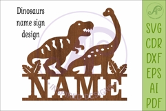 Dinosaur Name Sign SVG, Dinosaur Nursery Wall Art Laser Cut Product Image 4