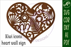 New Zealand icons heart wall sign, SVG file. Product Image 4