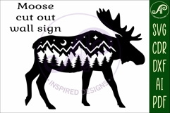 Moose forest scene wall art sign, SVG file. vector Product Image 4