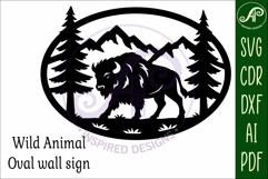 Buffalo mountain scene Oval wall sign laser cut file Product Image 4