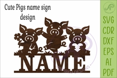 Cute Pig Silhouette Name Sign SVG | Farm Animal Cut File Product Image 4