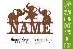 Cute Elephant Name Sign SVG, Baby Elephant Personalized sign Product Image 4