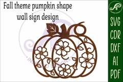 Pumpkin fall floral vine wall sign svg laser cut file Product Image 4