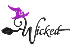 Halloween Hat, Wicked Broom Embroidery Product Image 1