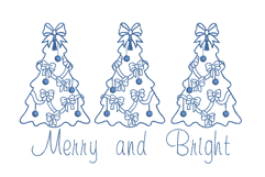 Three Blue Christmas Tree, Machine Embroidery Design. Product Image 1
