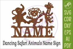 Dancing Safari Animals Name Sign SVG, Baby animals decor Product Image 4