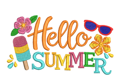Hello Summer Embroidery Design, Popsicle Sunglasses, Product Image 1