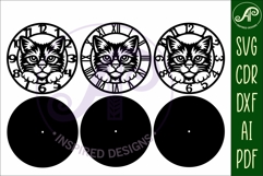 Cat Clock SVG, Cat Face Wall Clock Laser Cut Files Product Image 4