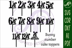 Bunny personalized number cake toppers, 13 designs SVG Product Image 4