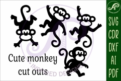 Cute little monkeys Silhouette laser cut wall art 2 Product Image 4