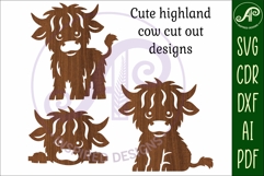 Cute Highland cow laser cut outs SVG file Product Image 4