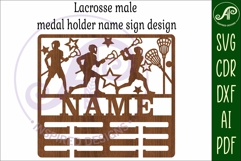 Lacrosse male medal holder Name svg laser cut Product Image 3