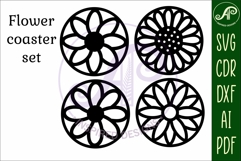 Floral Coasters, laser cut out flower coaster d5 Product Image 4