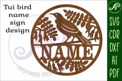 Tui new zealand bird themed name sign svg laser Product Image 4