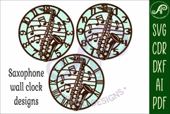 Saxophone Music clock wall clock laser cut files Product Image 4