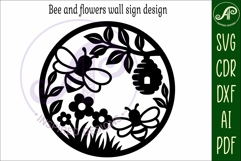 Bees and flowers wall sign, SVG file. Product Image 4