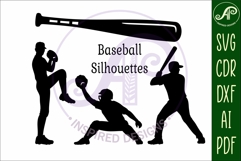 Baseball silhouette bundle laser cut outs Product Image 5
