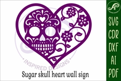 Sugar skull heart wall sign, SVG file. Product Image 4