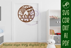 Hot air balloon name sign design for laser cutting Product Image 4