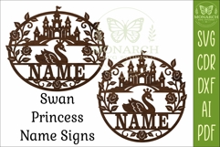Swan Princess Name Sign SVG, Fairytale Castle Laser Cut File Product Image 4