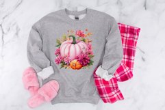 Pink Floral Pumpkin Sublimation PNG, Pink Pumpkin PNG Product Image 4