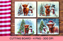 kitchen cutting board - highland cow snowman christmas Product Image 1