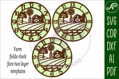 Farm fields wall clock laser cut files Product Image 4