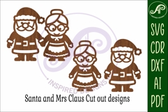 Santa and Mrs Claus shape silhouette Christmas laser cut Product Image 4