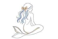 Mermaid Bow Embroidery Design Nautical Beach Decor Product Image 1
