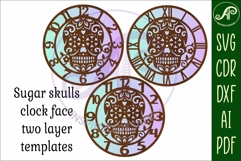 Sugar skull wall clock laser cut files Product Image 4