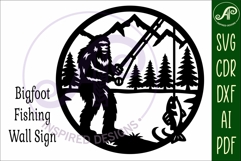 Bigfoot Fishing wall art sign, SVG file Product Image 4