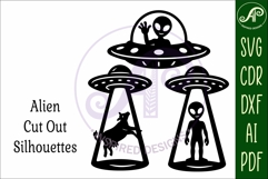 Alien Silhouette Shapes, UFO Cut outs 4 Product Image 4