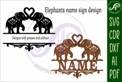 Elephants personalized name sign laser cut Product Image 4
