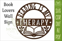 Reading Is My Therapy SVG | Book Lover Wall Sign Laser Cut Product Image 4