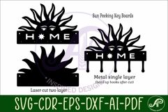 Sun Home Key Holder SVG Laser Cut File Entryway Hooks Product Image 4