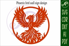 Phoenix Bird on fire wall art sign, SVG file. Fire bird Product Image 4