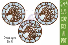 Dragon Clock Laser Cut File, Fantasy Dragon Wall Clock SVG Product Image 4