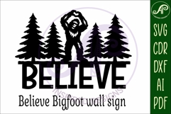Bigfoot believe wall art sign, SVG file Product Image 4